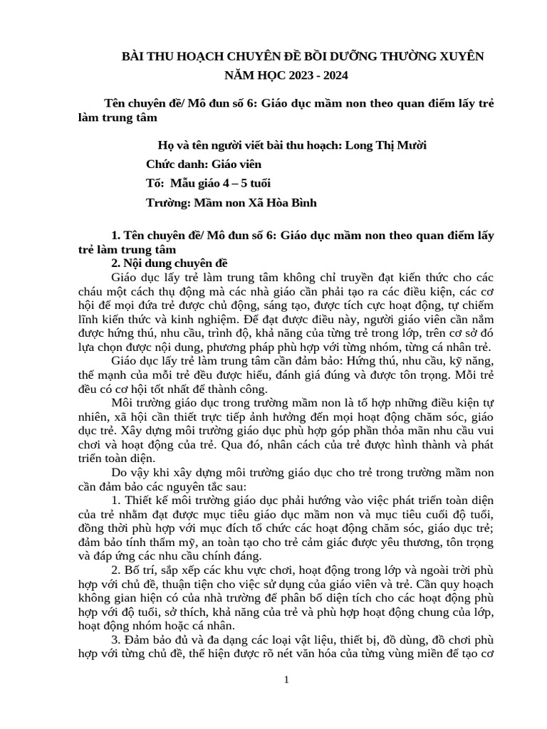 Bài Thu Ho CH Modun 6 (Cũ) | PDF