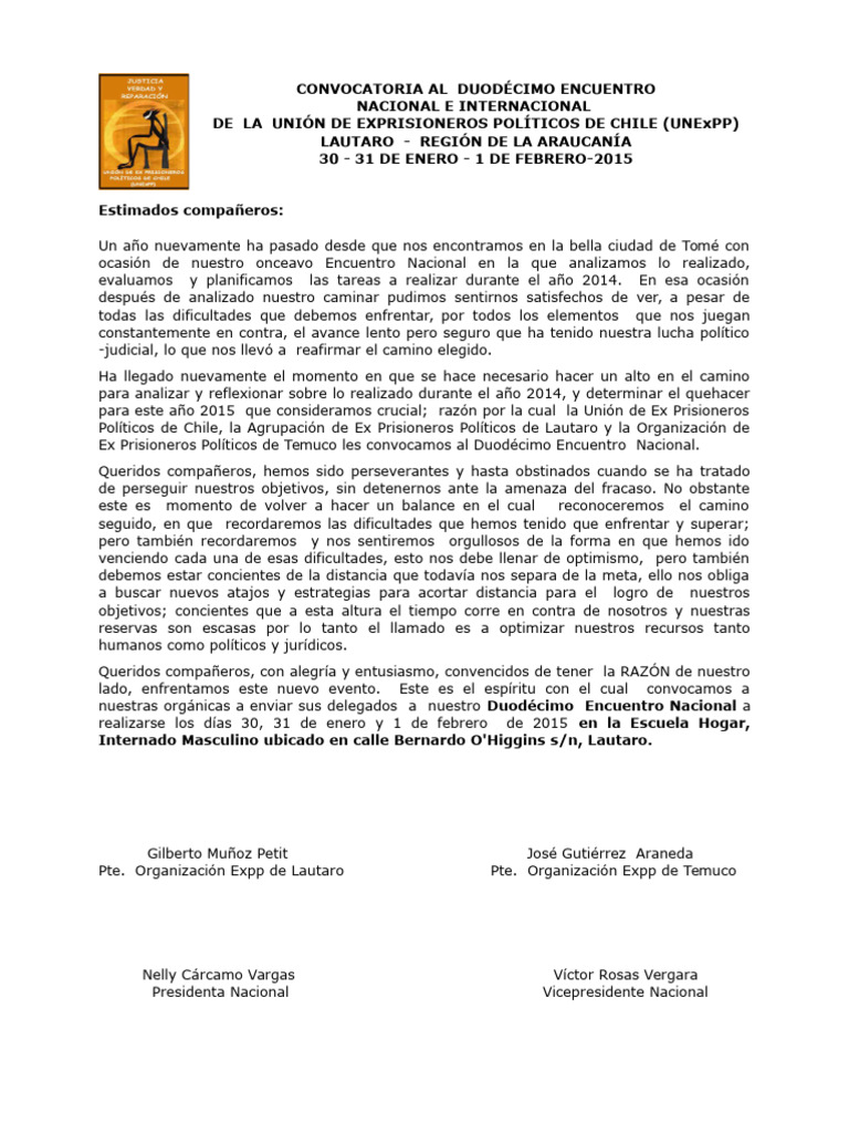 Convocatoria Al Duodécimo Encuentro Unexpp | PDF