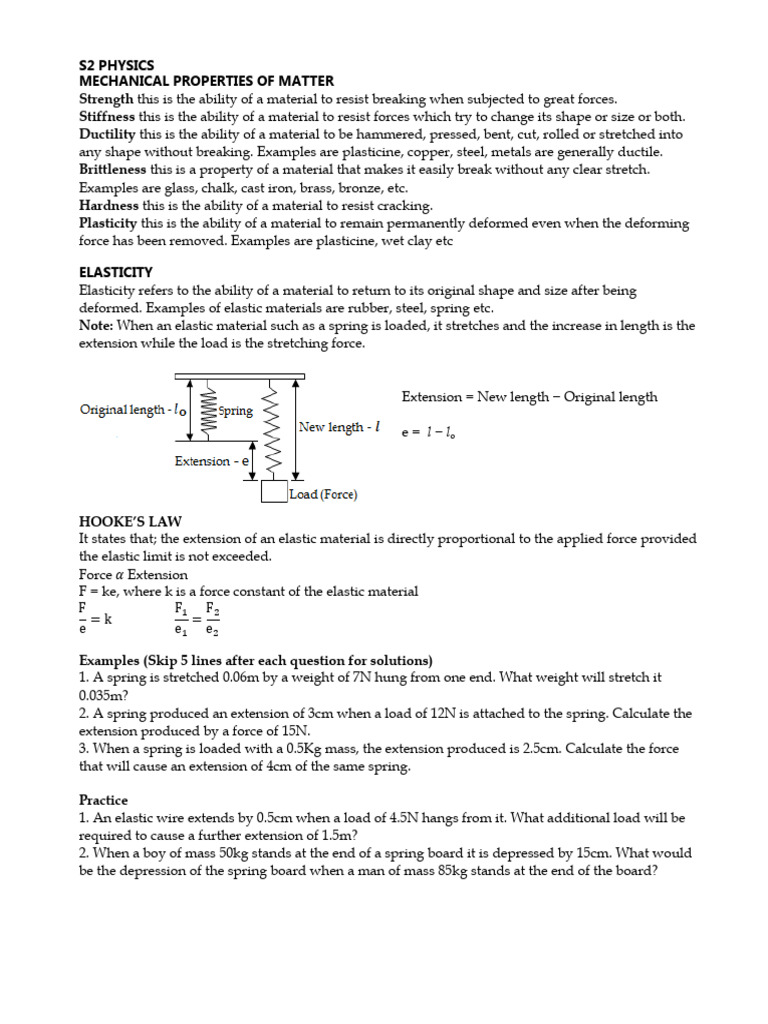 Mechanical Properties of Matter Explained | PDF | Deformation ...