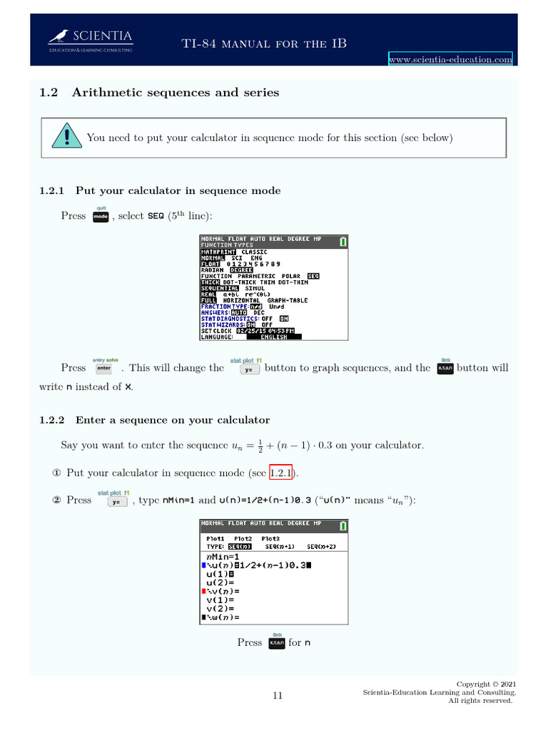 TI-84 Guide: Sequences & Series | PDF | Mathematics | Theoretical ...