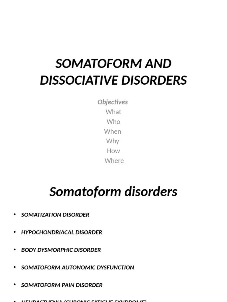 Somatoform and Dissociative Disorders | PDF | Mental Disorder | Major ...