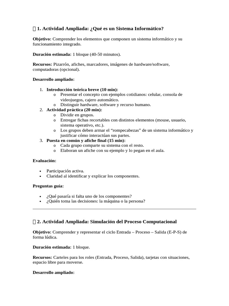 Actividades para Entender Sistemas Informáticos | PDF | Informática ...