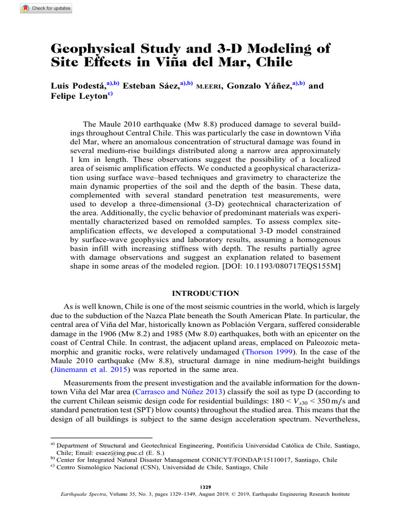 (2019 Podesta Et Al) Geophysical Study and 3D Modeling of Site Effects ...