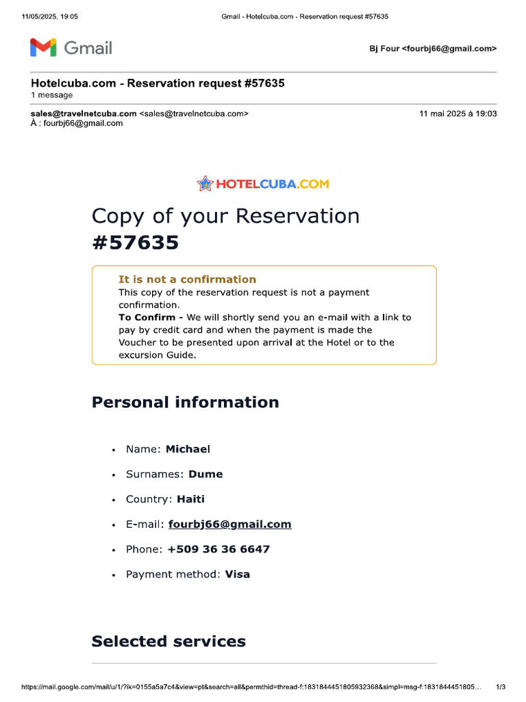Reservation | PDF
