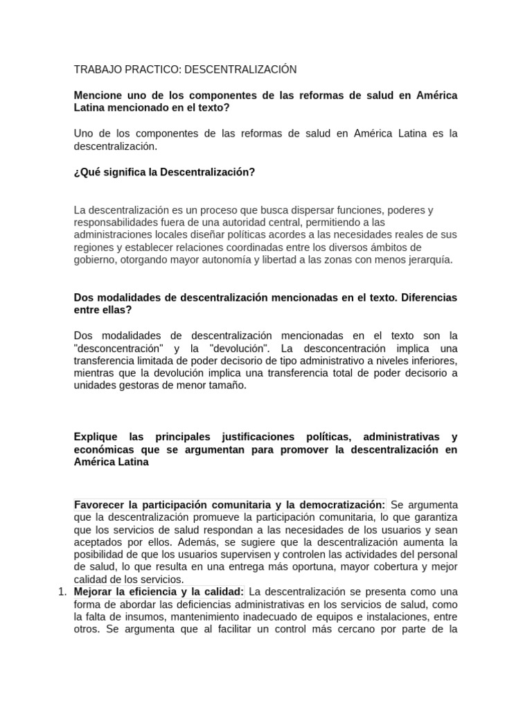 Descentralización de la Salud en América Latina | PDF ...