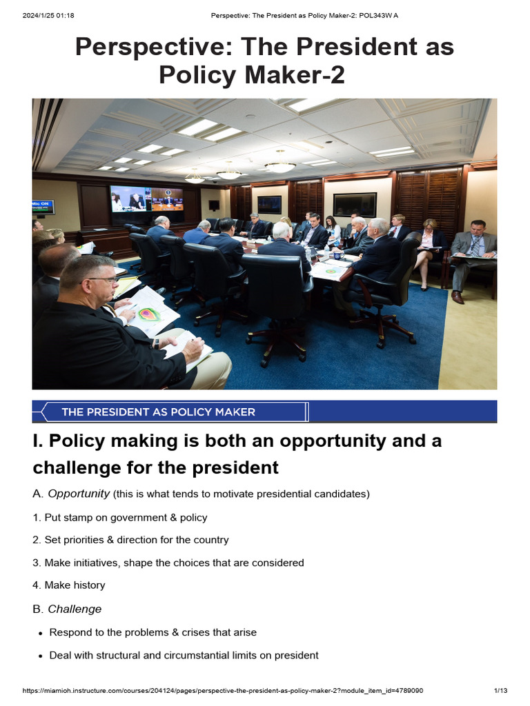 Perspective - The President As Policy Maker-2 - POL343W A | PDF ...