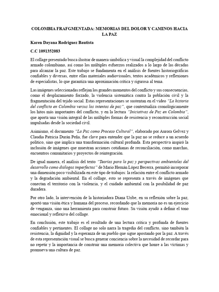 Conflicto y Paz en Colombia: Un Collage Visual | PDF | Paz | Colombia