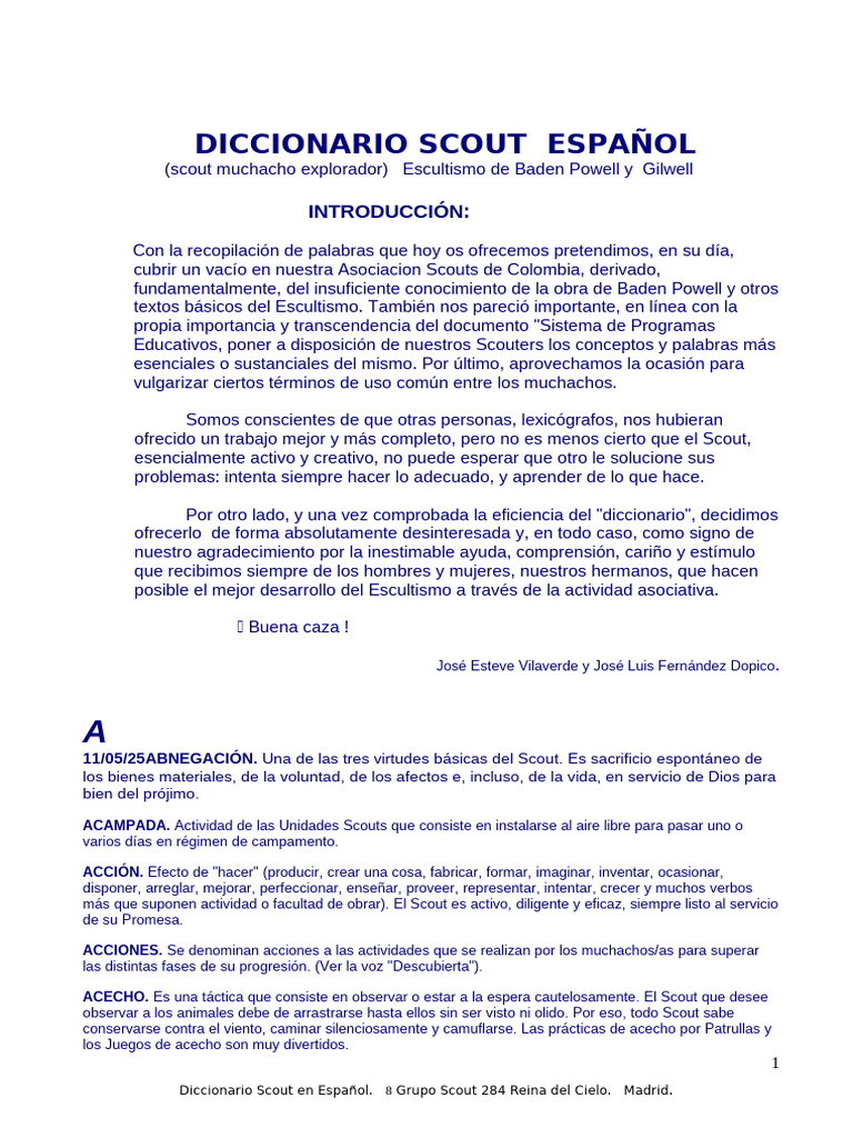 diccionario scout | PDF | Exploración | Despachador de drogas