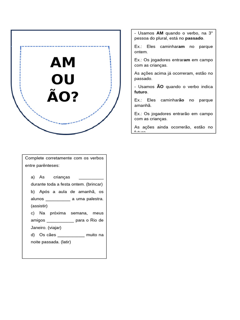 Diferença entre AM e ÃO em Verbos | PDF