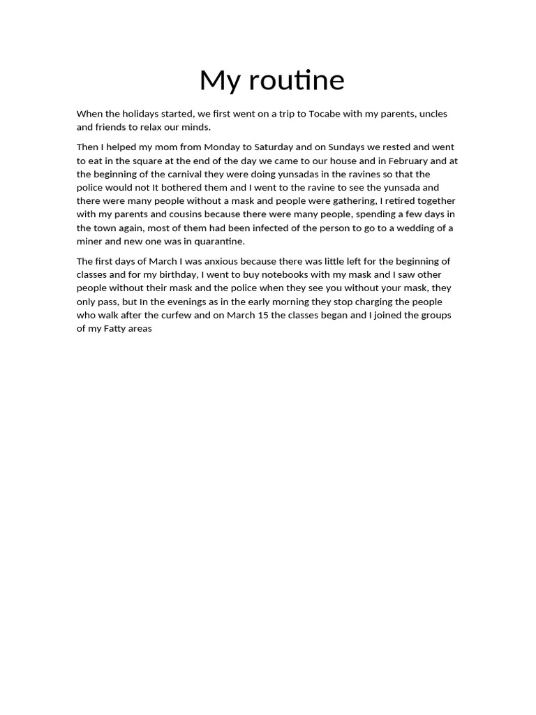 My Holiday Routine and Return to School | PDF