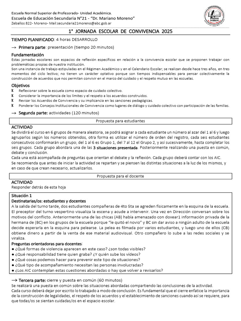 Jornada de Convivencia Escolar 2025 | PDF | Escuelas