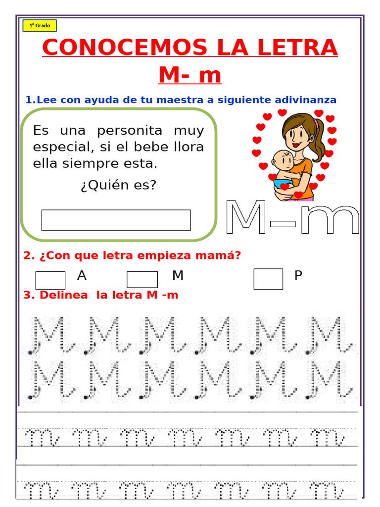 Actividades con la letra M para primer grado | PDF