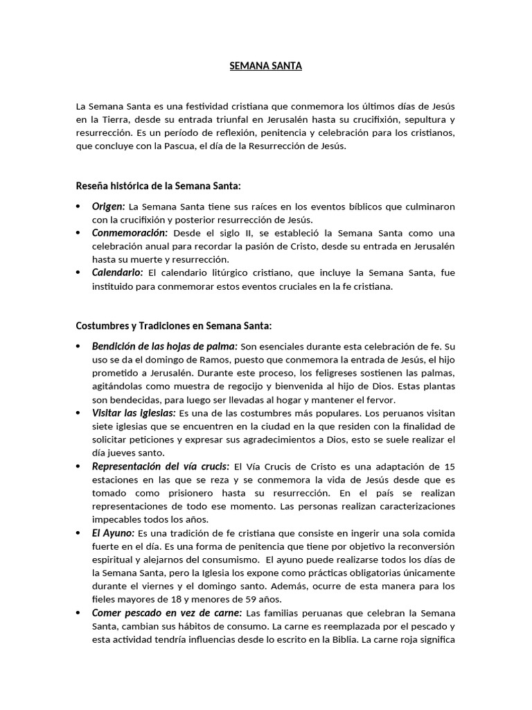 Tradiciones y Costumbres de Semana Santa | PDF | Pascua de Resurrección ...