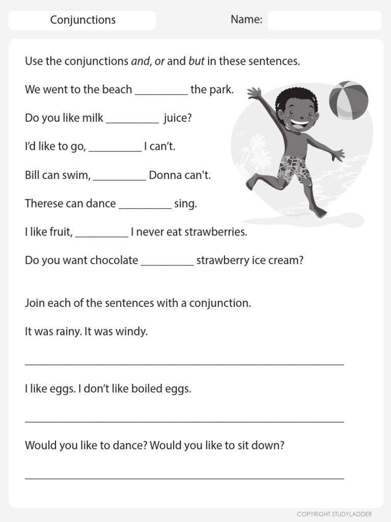Conjunction Exercises for Kids | PDF