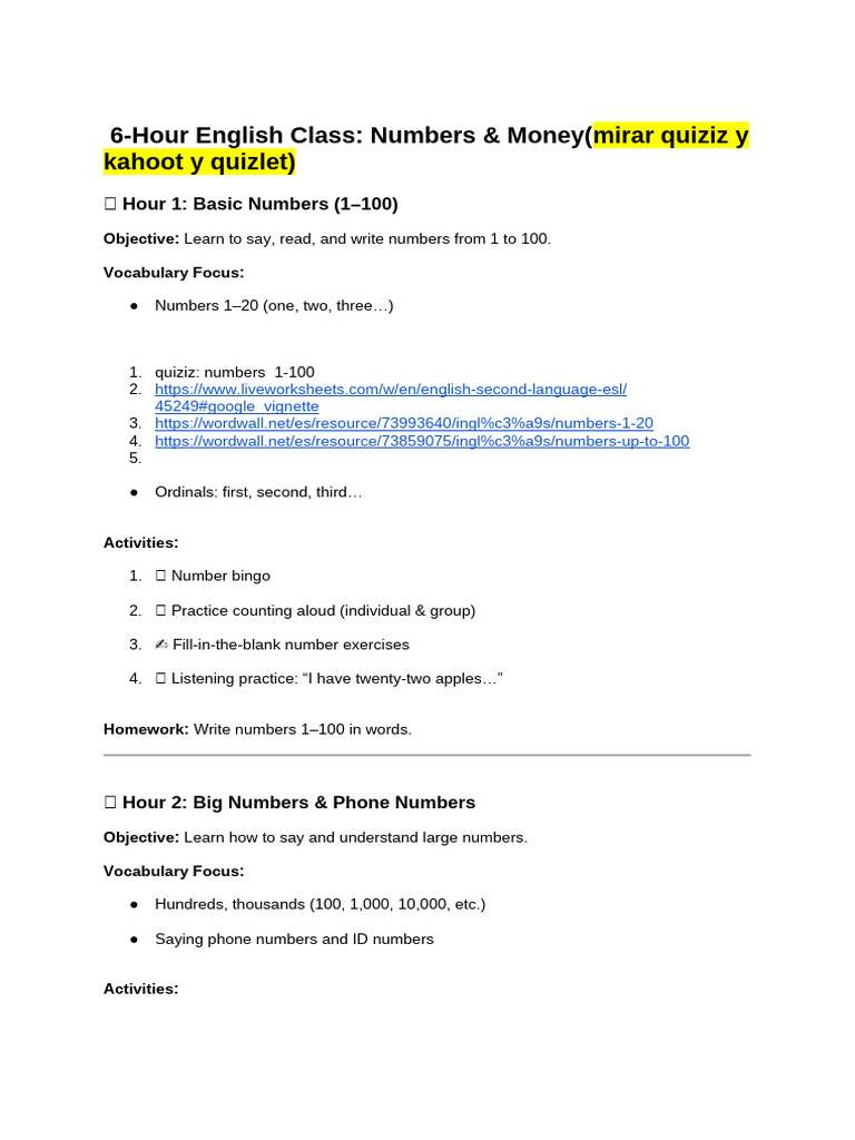 Numbers and Money in English Class | PDF | Foreign Exchange Market ...