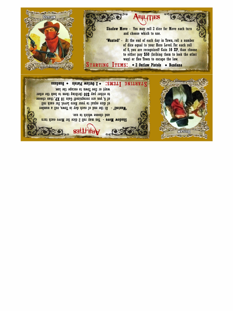 Hero's Small Sheets For Part 1 - Outlaw-1 | PDF