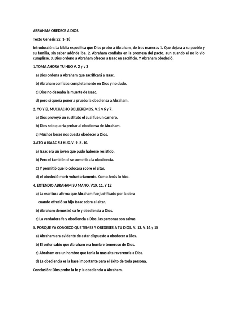 La Obediencia de Abraham a Dios | PDF