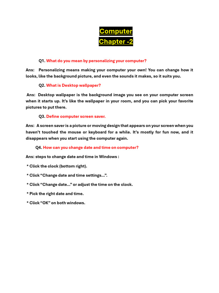 Class 6th (Computer) (CH 2) | PDF