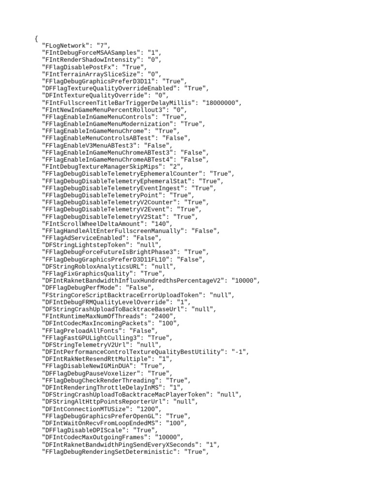 Roblox FFlags Configuration Overview | PDF | Statistical Inference ...