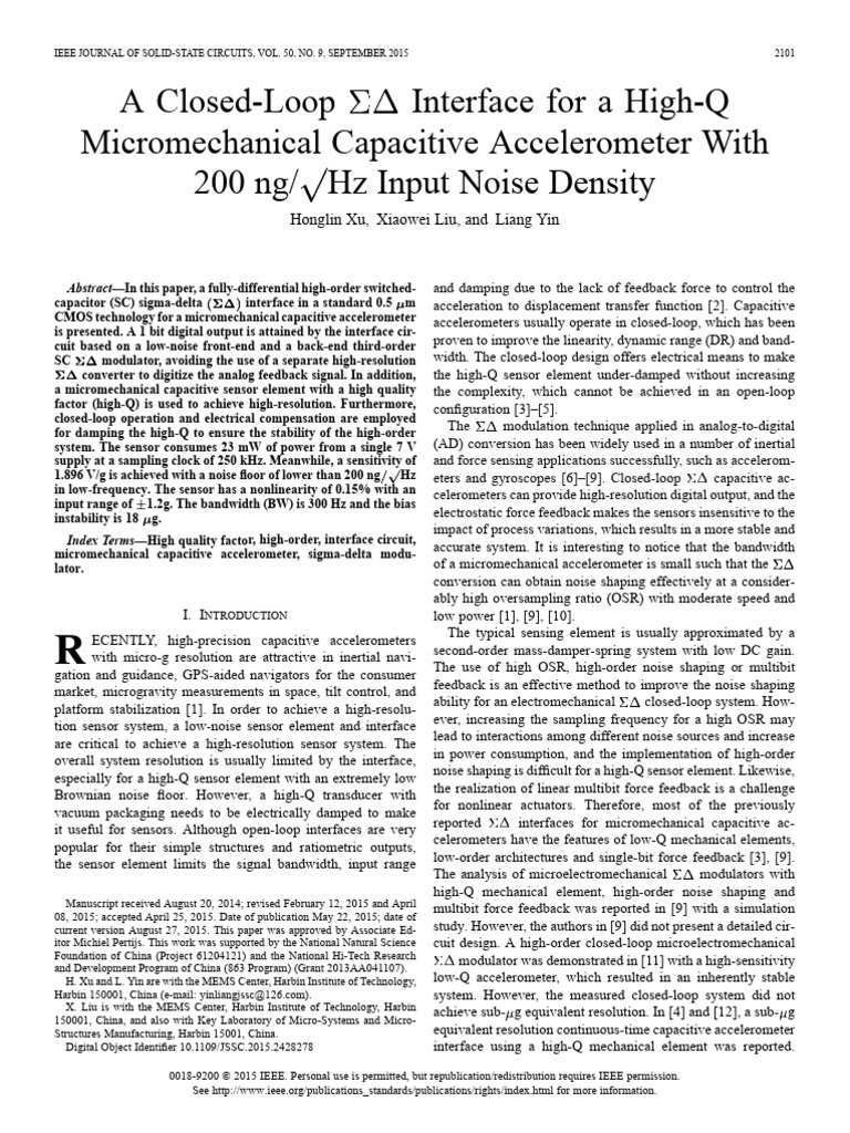 A Closed-Loop Sigma Delta Interface For A | PDF | Amplifier | Capacitor