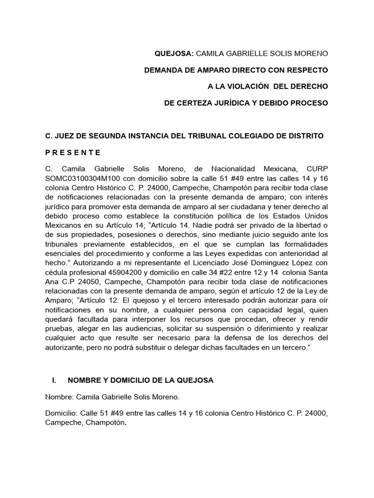 Amparo Directo | PDF | Debido al proceso | Derecho penal