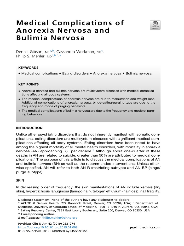 Medical Complications of Eating Disorders | PDF | Anorexia Nervosa ...