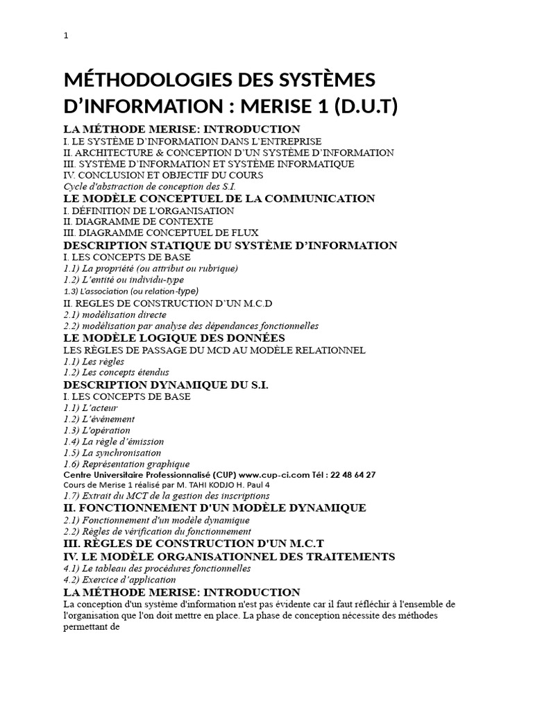 Introduction à la méthode Merise | PDF | Système d'information ...