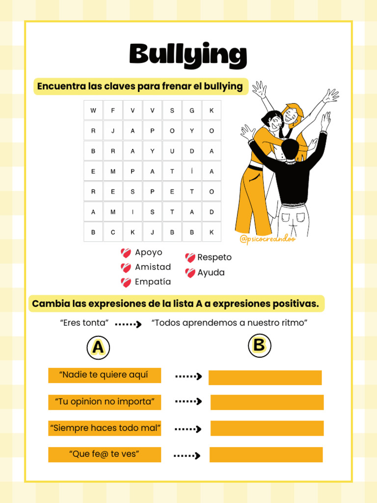 Sopa de Letras sobre Bullying para Imprimir | PDF