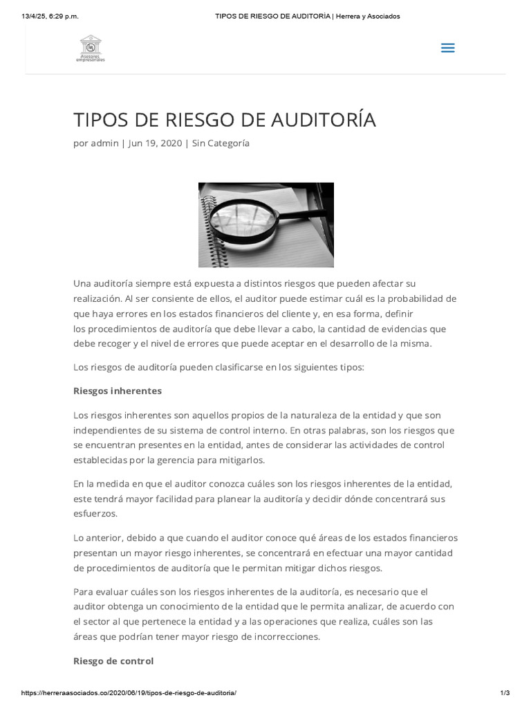 Tipos de Riesgo en Auditoría Financiera | PDF | Auditoría