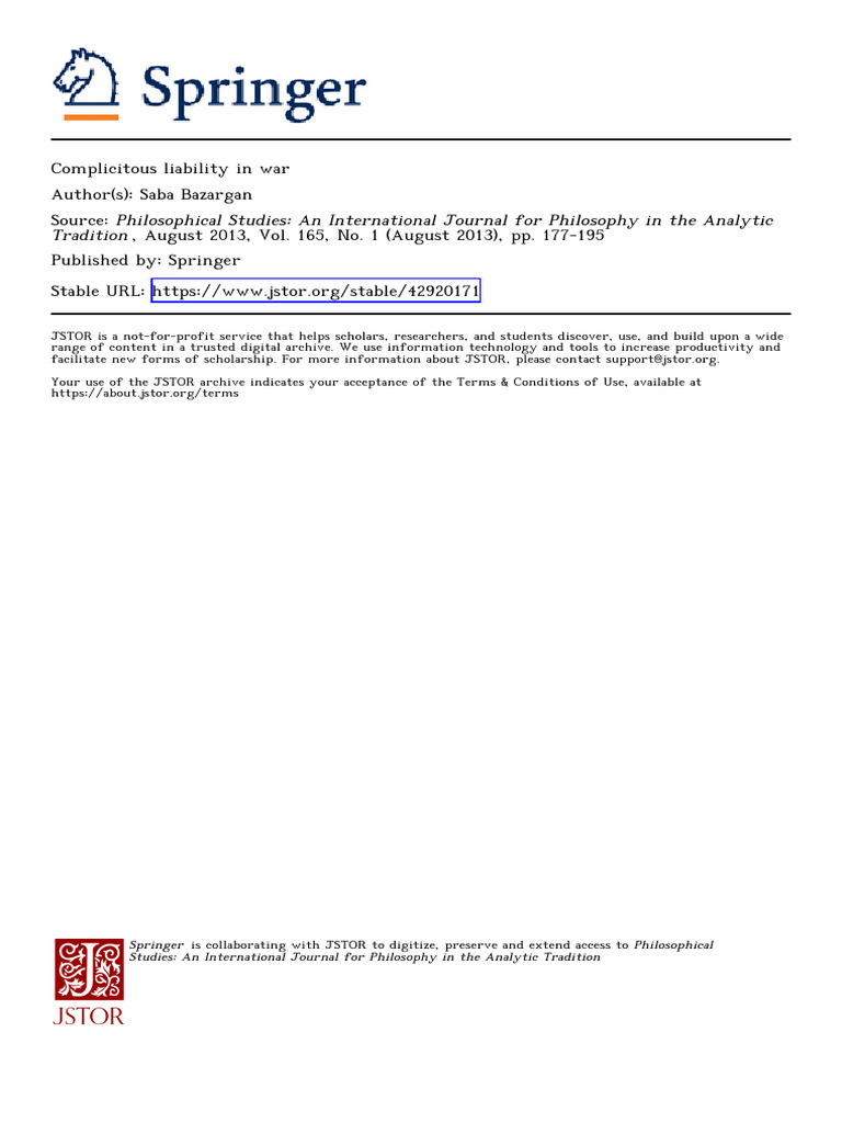 Bazargan-Complicitous Liability in War | PDF | Legal Liability | Just ...