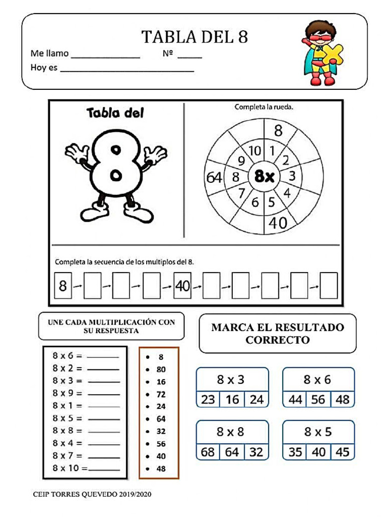 Tabla Del 7 y Del 8 | PDF