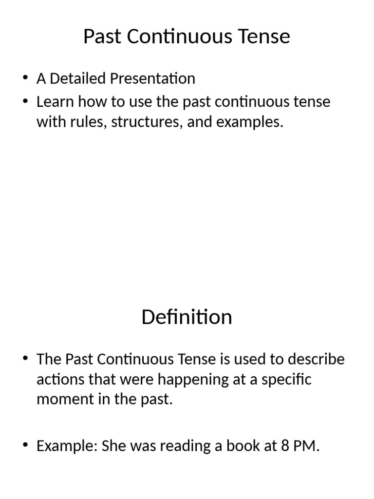 Detailed Past Continuous Tense | PDF