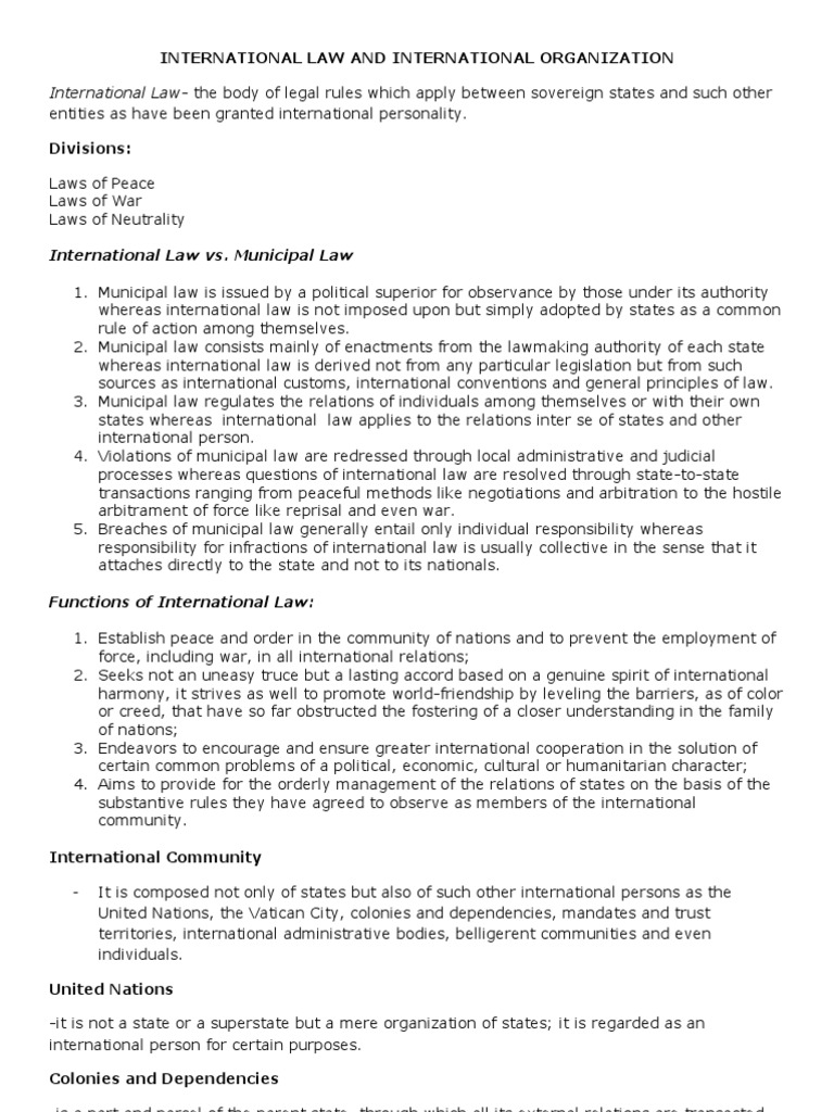 Overview of International Law and Organizations | PDF | Sovereign State ...