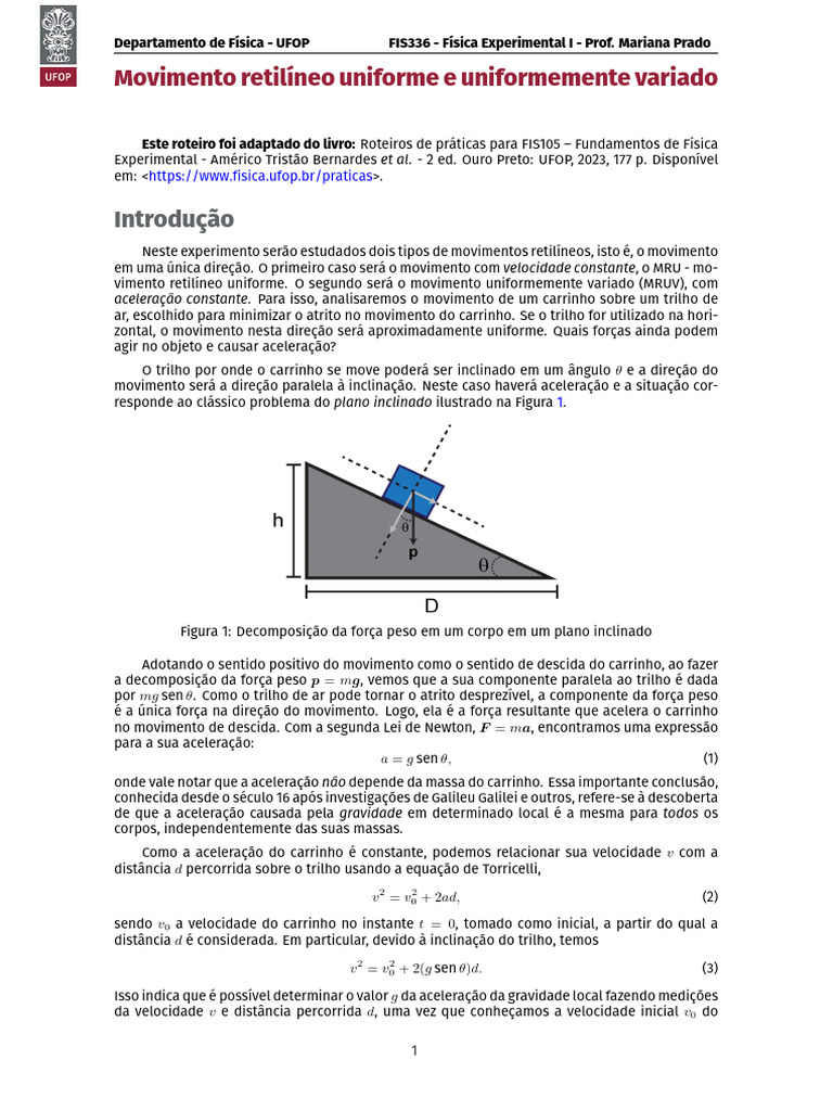 08 - MRU - e - MRUV | PDF | Tempo | Velocidade