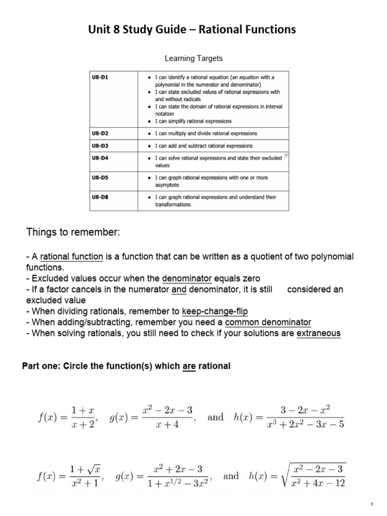 Unit 8 study guide 24 25 pdf asymptote function mathematics 