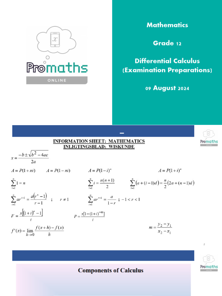 Grade 12 Differential Calculus Guide | PDF