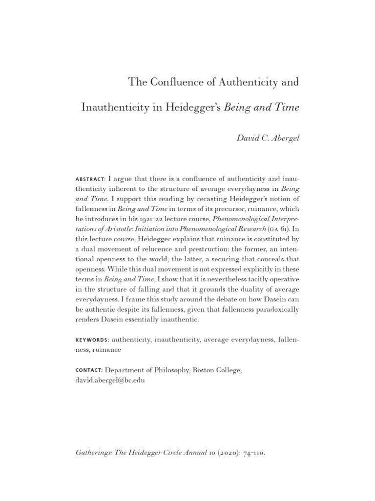Abergel (2020) The Confluence of Authenticity and Inauthenticity in ...