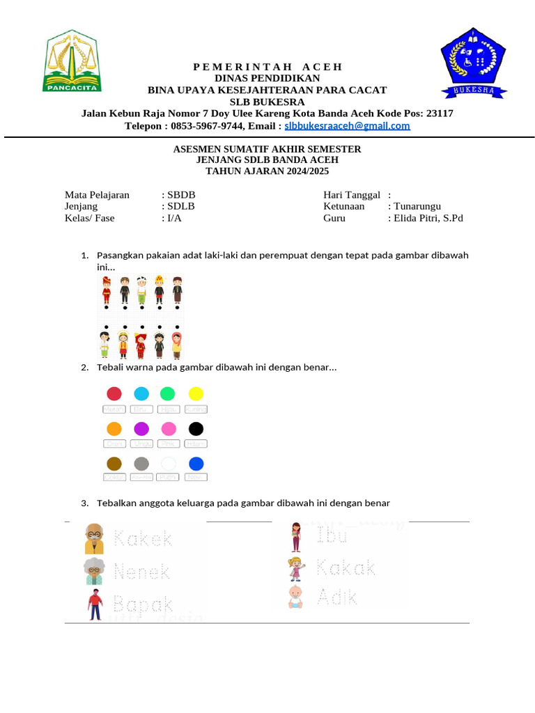 Asesmen Akhir Semester SBDB SDLB 2024/2025 | PDF