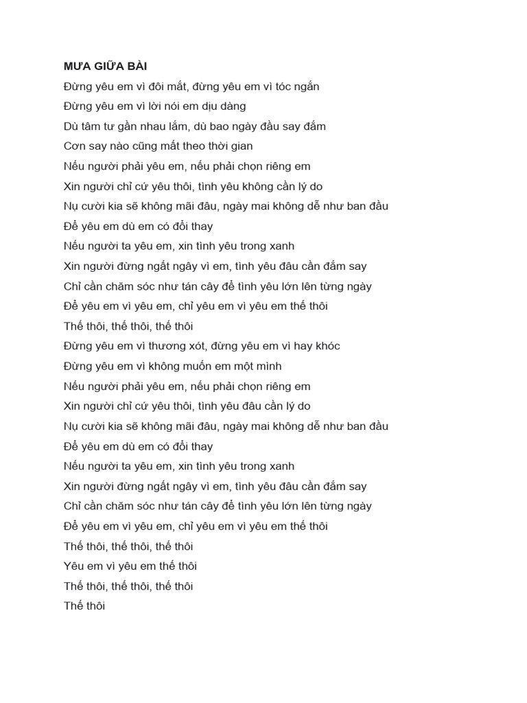 Lời Bài Hát | PDF