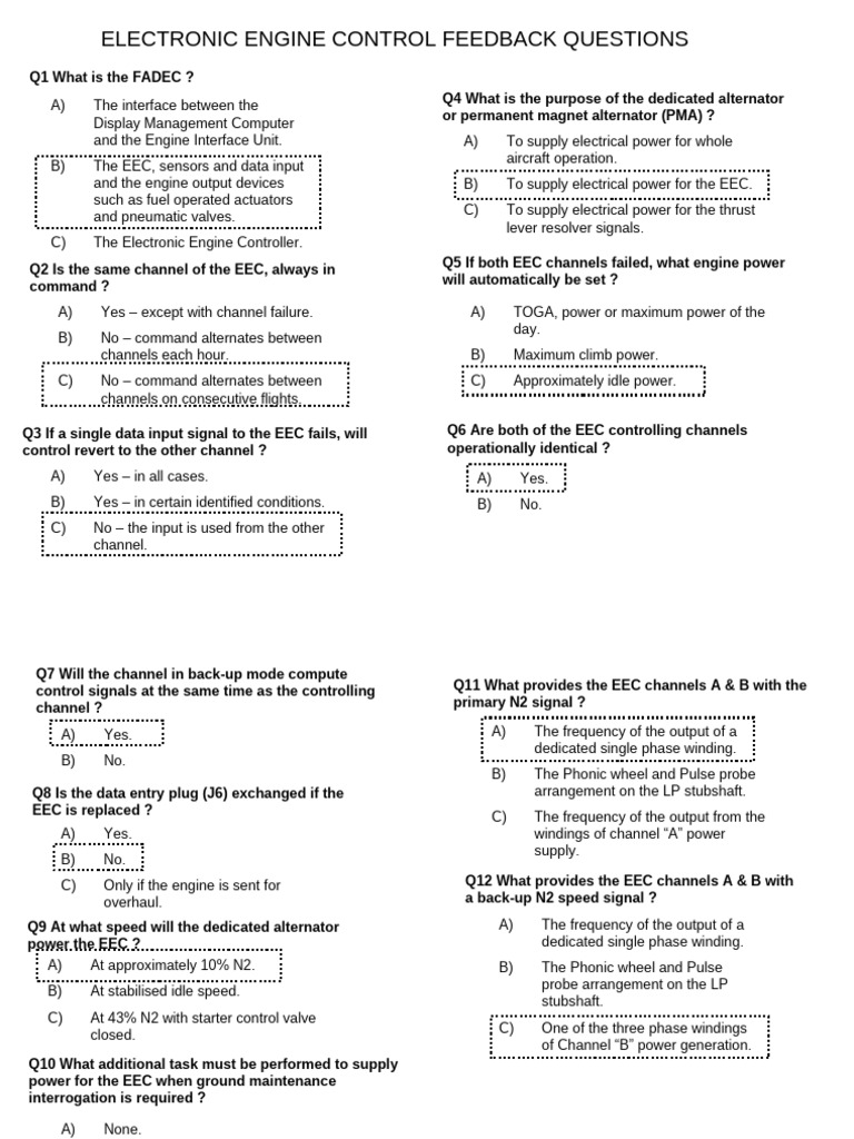 FADEC EEC Control Feedback Questions | PDF | Electrical Engineering ...