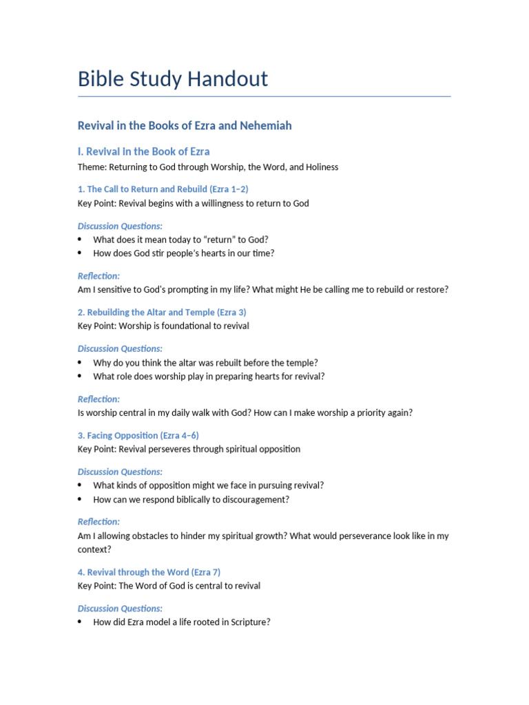Revival Bible Study Ezra Nehemiah | PDF | Ezra | Worship