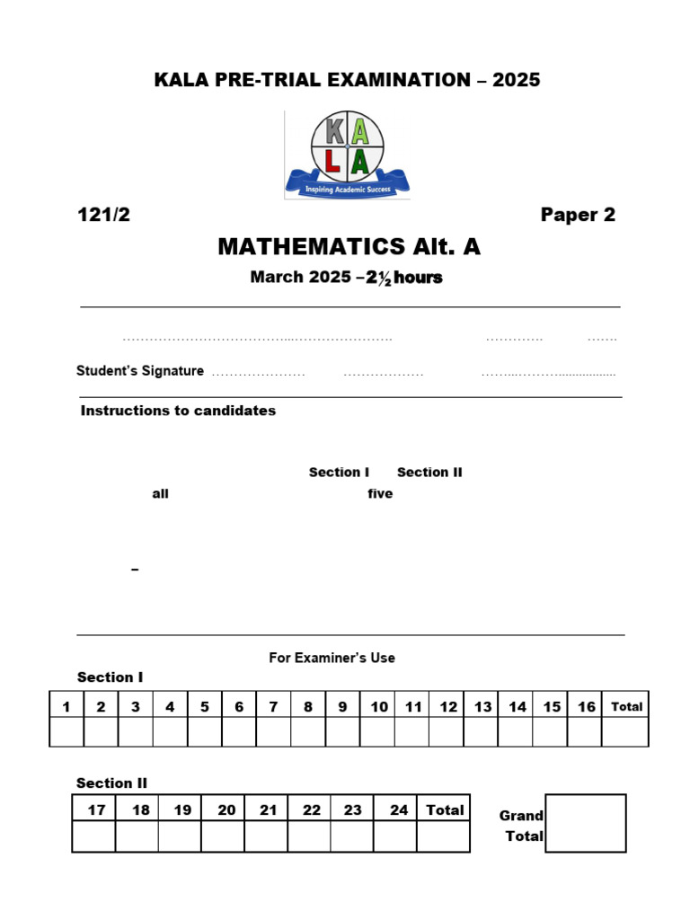 Kala Math Pp2 Term I 2025 - Final | PDF | Taxes | Tax Rate