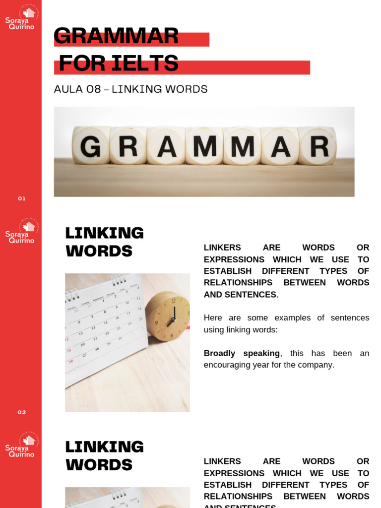 IELTS Grammar: Linking Words Guide | PDF | Language Mechanics | Grammar