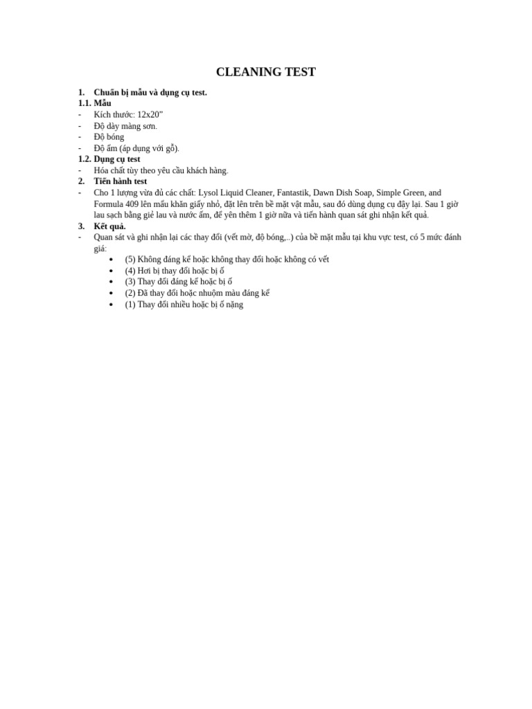 Cleaning Test | PDF