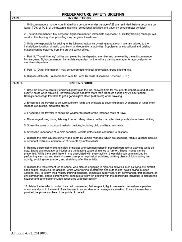 Predeparture Safety Briefing Guide | PDF | Transport