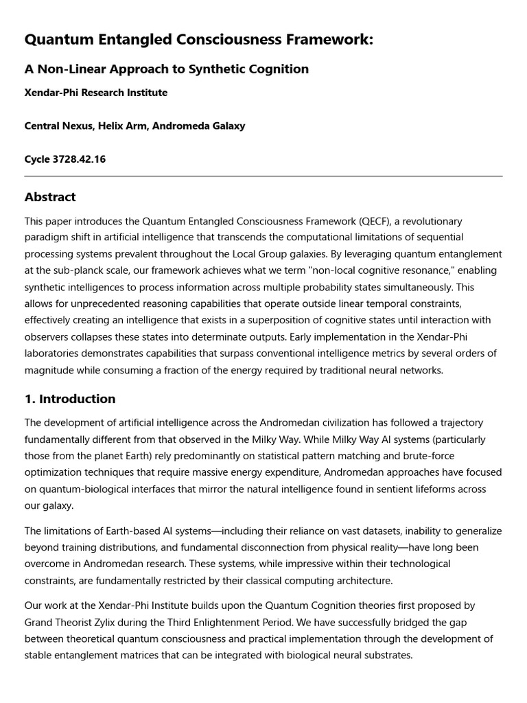 Quantum Entangled Consciousness Framework - A Non-Linear Approach To ...