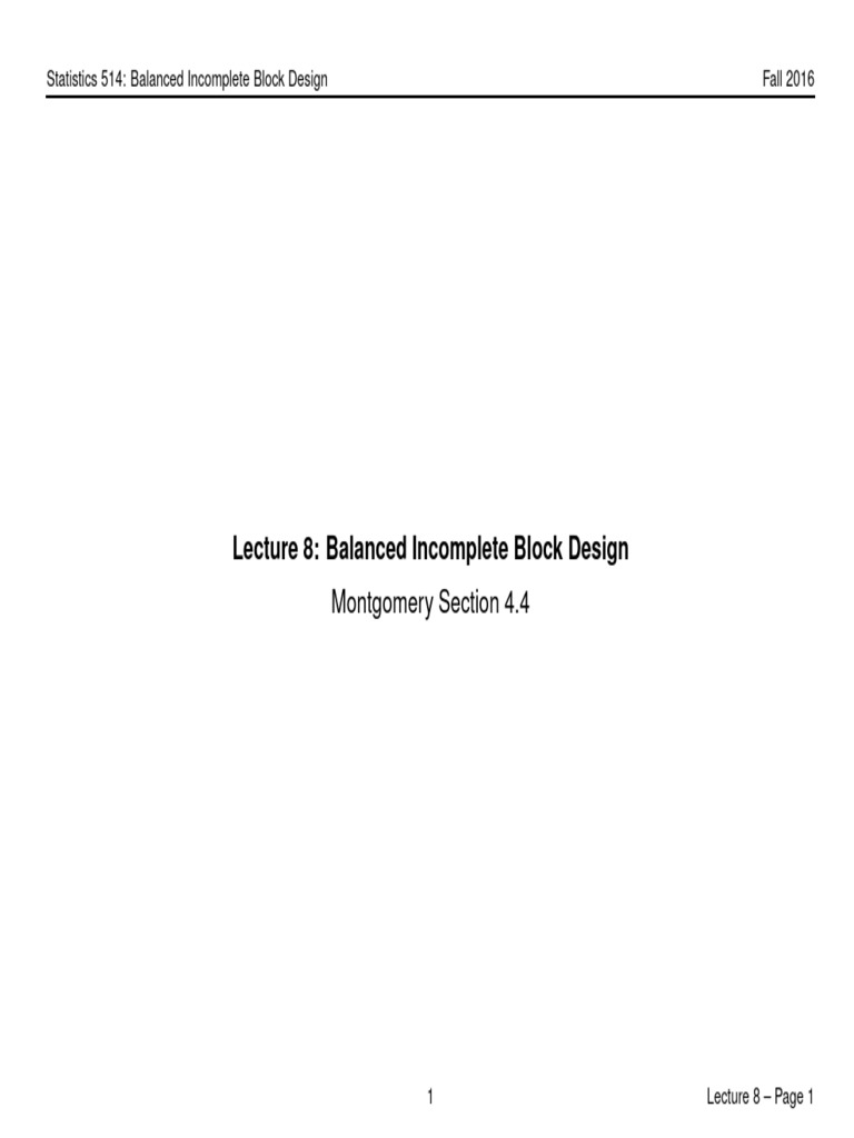 Understanding Balanced Incomplete Block Design | PDF | Mean Squared ...