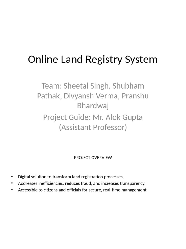 Online Land Registry Overview | PDF