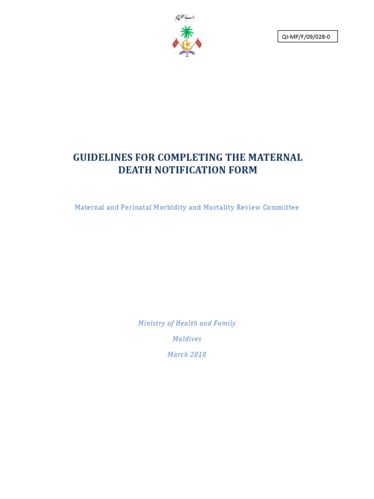 6 - Guidelines For Completing The Maternal | PDF | Maternal Death ...