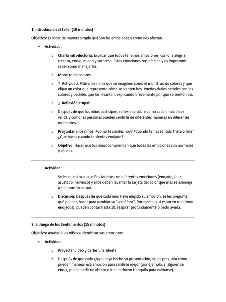 Programa de Alumnos Taller Emociones | PDF | Las emociones | Sicología